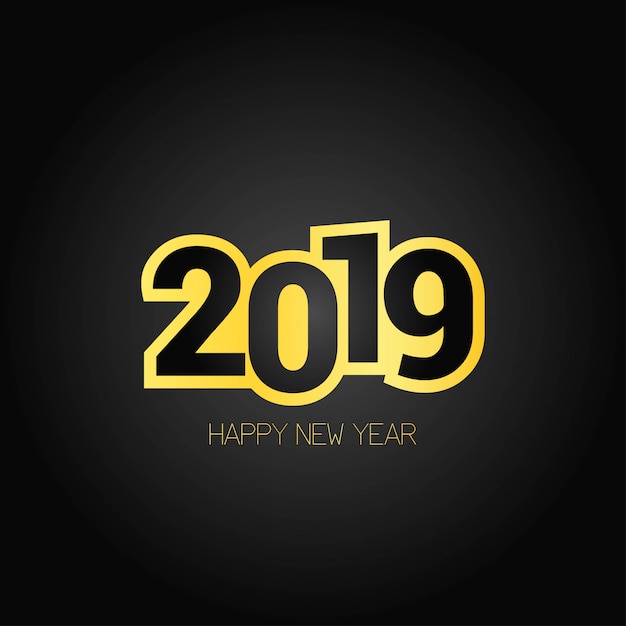 Happy new year 2019 design with dark background 