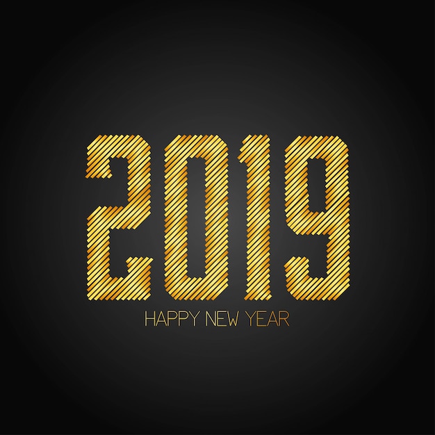 Free Vector happy new year 2019 design with dark background 