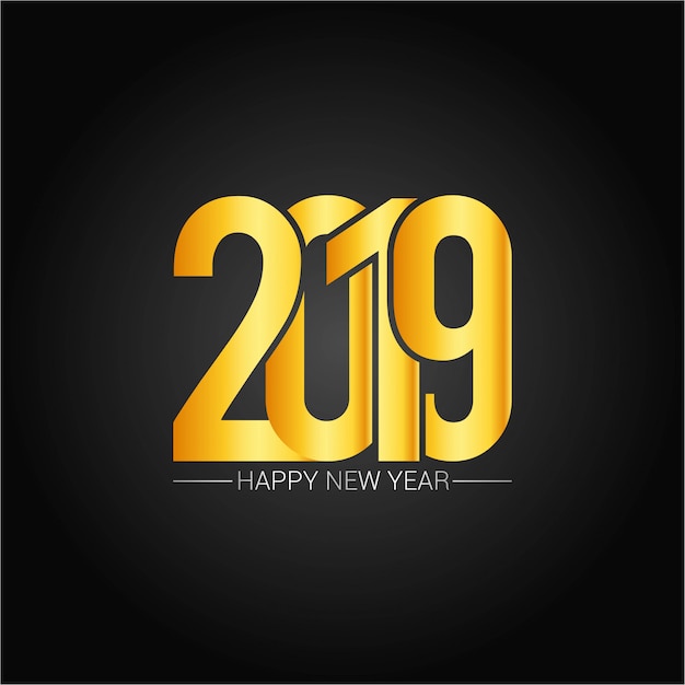 Happy new year 2019 design with dark background 