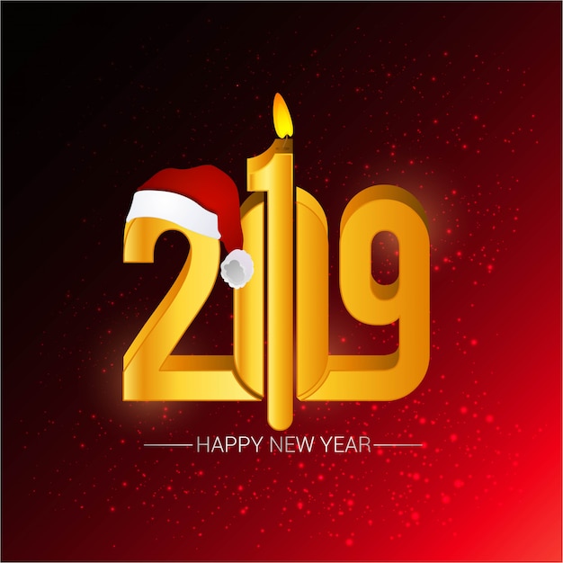 Happy new year 2019 design with red background