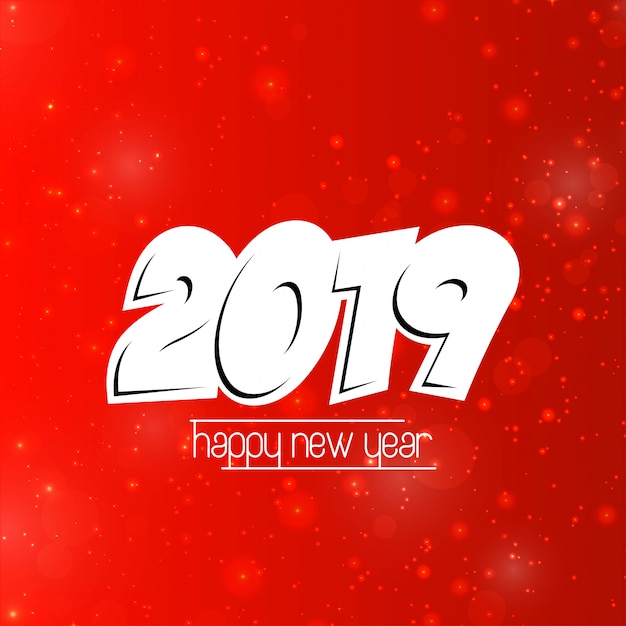 Happy new year 2019 design with red background