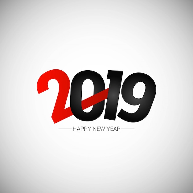 Happy new year 2019 design with white background