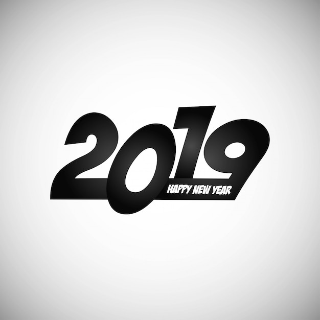 Happy new year 2019 design with white background