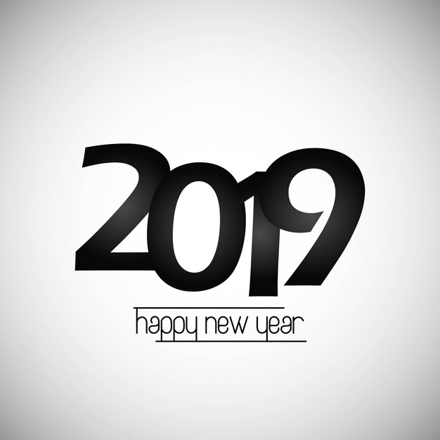 Happy new year 2019 design with white background