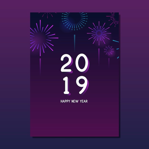 Happy new year 2019 greeting card vector