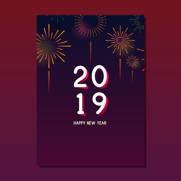 Happy new year 2019 greeting card vector