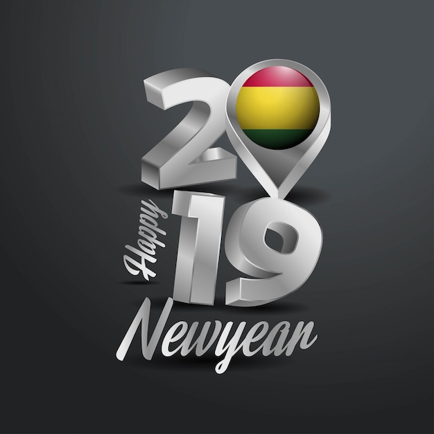 Free vector happy new year 2019 grey typography