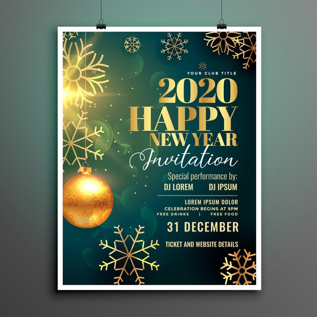 Happy new year 2020 invitation flyer template 