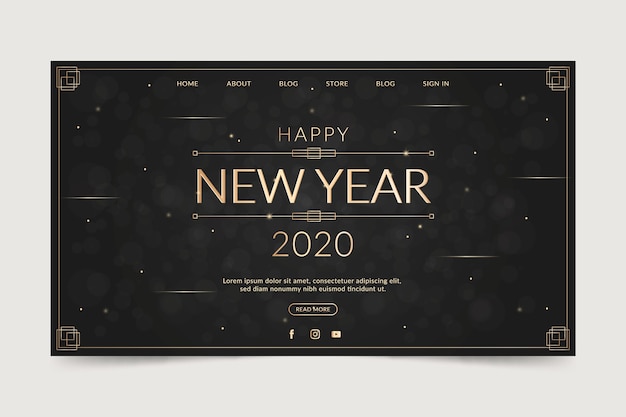 Happy new year 2020 landing page template