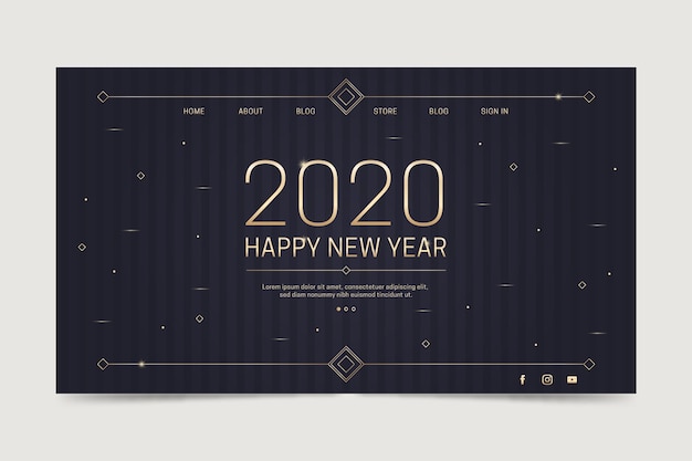 Free Vector happy new year 2020 landing page template