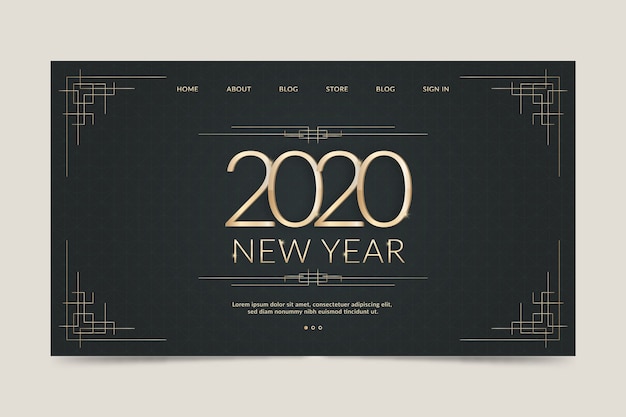 Happy new year 2020 landing page template