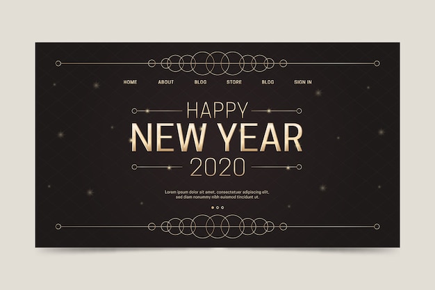 Happy new year 2020 landing page template