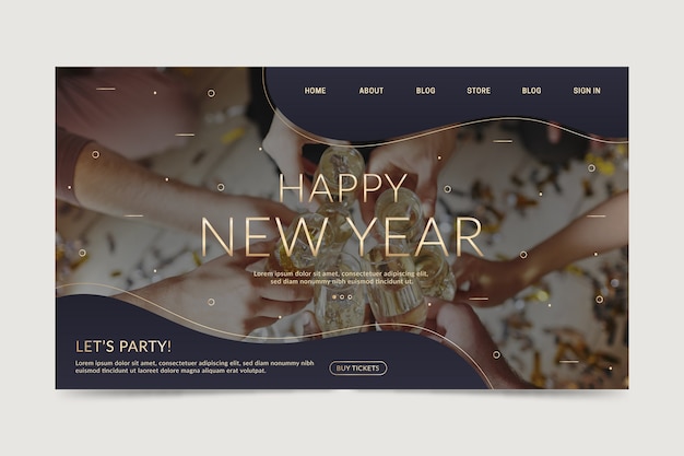 Happy new year 2020 landing page template