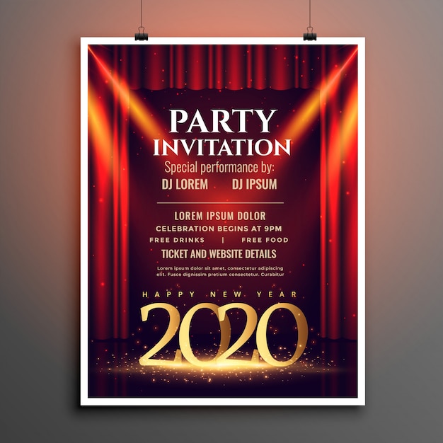 Happy new year 2020 party invitation template 