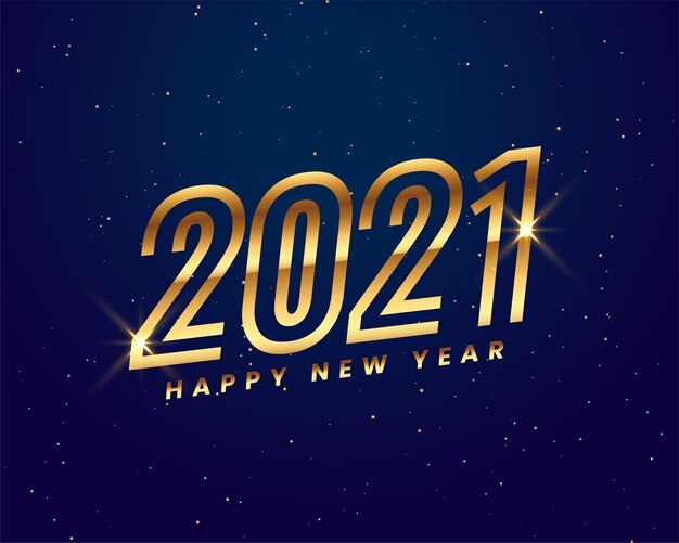 Happy new year 2021 greeting card with 2021 golden shiny numbers