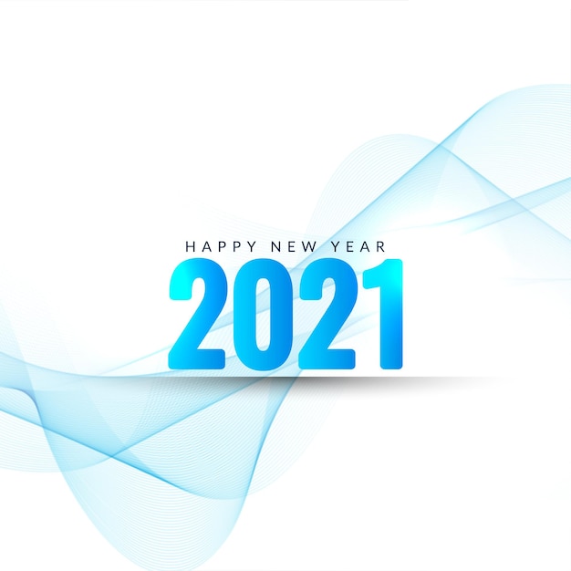 Happy new year 2021 text blue wavy background