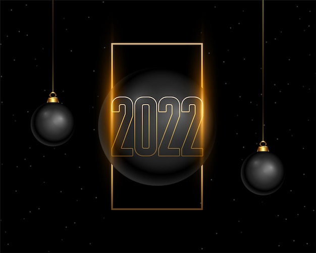 Free vector happy new year 2022 3d style black greeting card