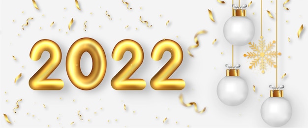 Free Vector happy new year 2022 background with balloon numbers