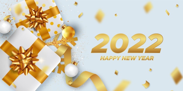 Happy new year 2022 Background with Elegant Christmas Decoration