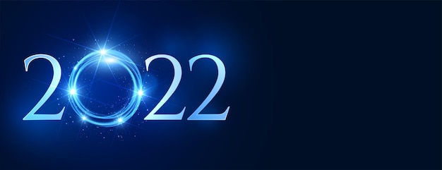 Free Vector happy new year 2022 blue sparkling text banner design