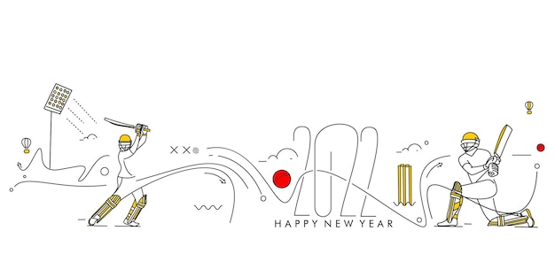 Free Vector happy new year 2022 cricket championship concept design, vector illustration.