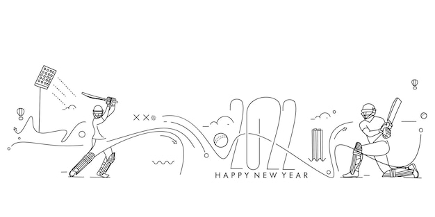 Happy New Year 2022 Cricket Championship Concept Design, Vector illustration.