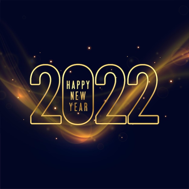 Happy new year 2022 flyer poster in golden style with light effect