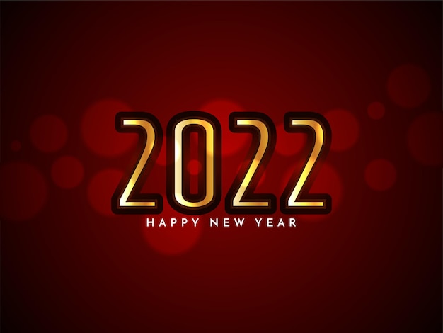 Happy new year 2022 glossy golden text background design vector