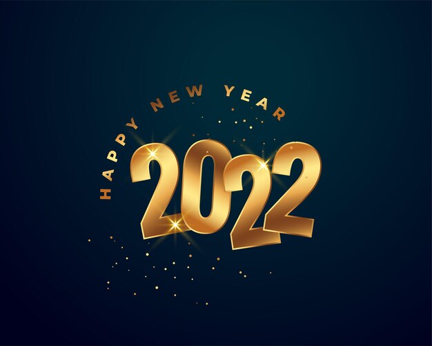 Happy new year 2022 golden greeting card design