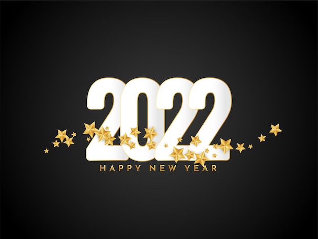 Happy new year 2022 golden stars greeting background vector