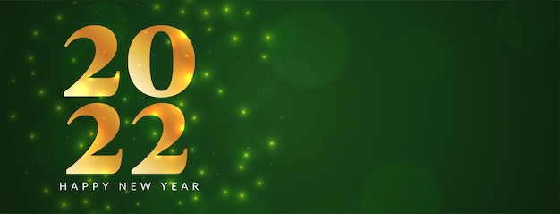 Happy new year 2022 green glitters banner design vector