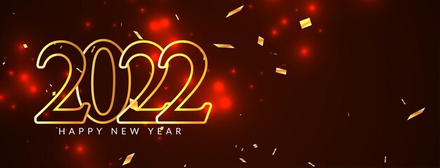 Happy new year 2022 red banner with golden text vector