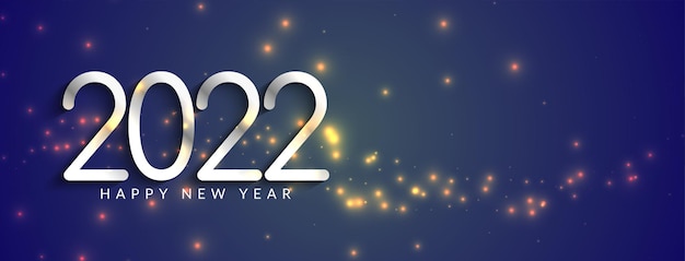 Happy new year 2022 shiny text sparkle banner design vector