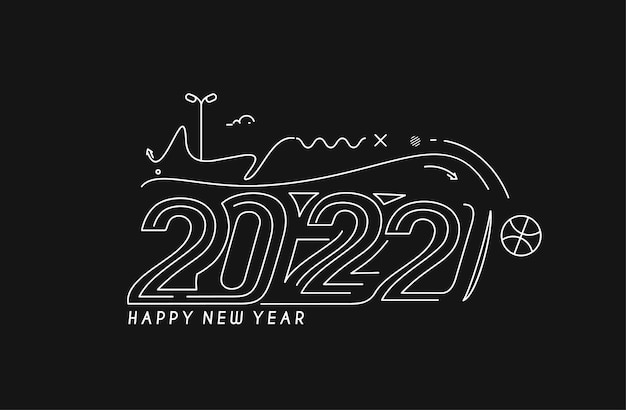 Happy New Year 2022 Text Typography Design Patter, Vector illustration.