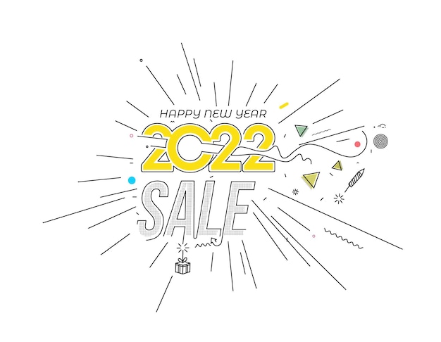 Happy New Year 2022 Text Typography Sale Discount Promotion Banner Template Vector illustration.