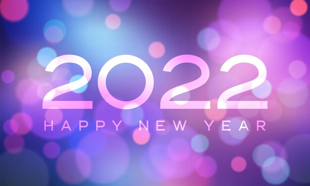 Happy new year 2022 with numbers on the bokeh background