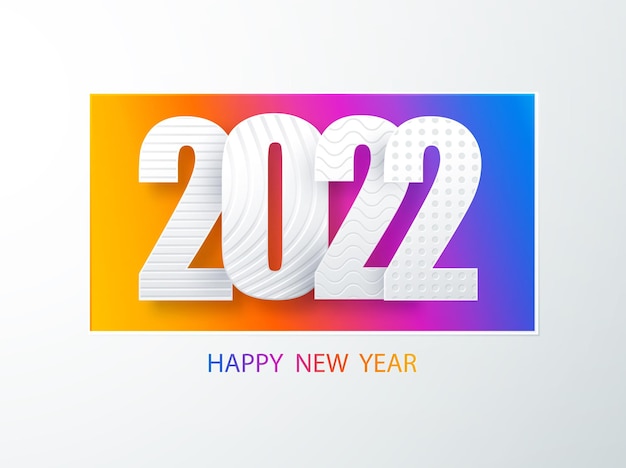 Happy new year 2022cover Paper art cover design.. Happy new year 2022 text design vector. Creative 2021 logo design. Concept holiday card, poster, banner. Modern vector art.