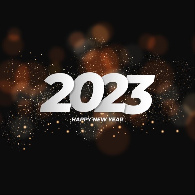 Free Vector happy new year 2023 background with bokeh effect