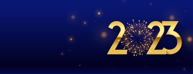 Happy new year 2023 banner with firework and text space