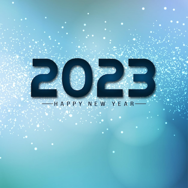 Happy new year 2023 blue glitters background design