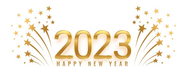 Happy new year 2023 celebration banner with bursting stars