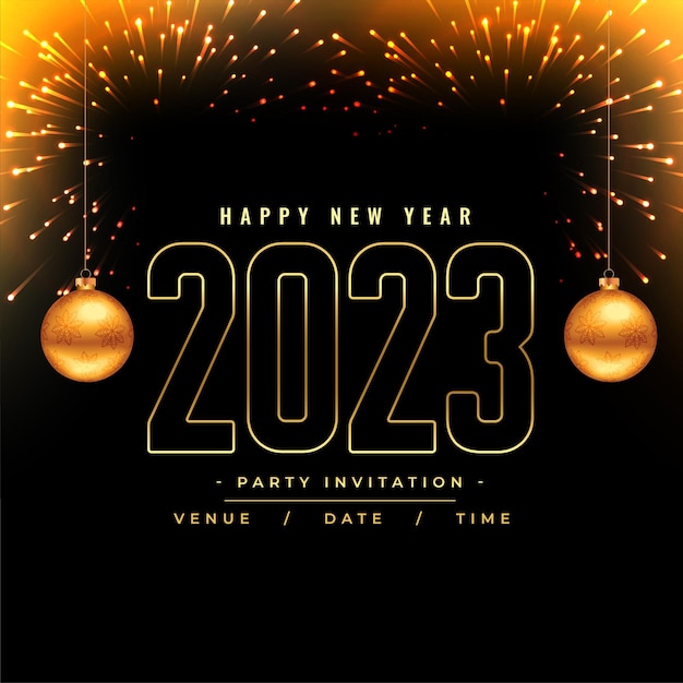 Free Vector happy new year 2023 celebration flyer with christmas ball