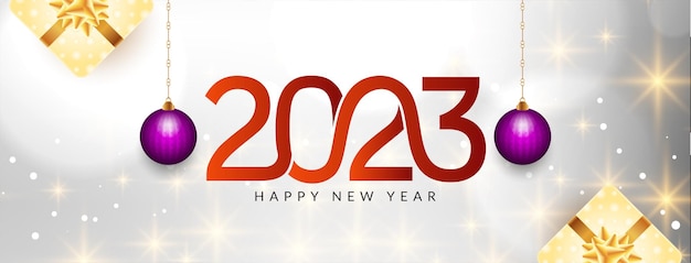 Happy new year 2023 celebration greeting banner design