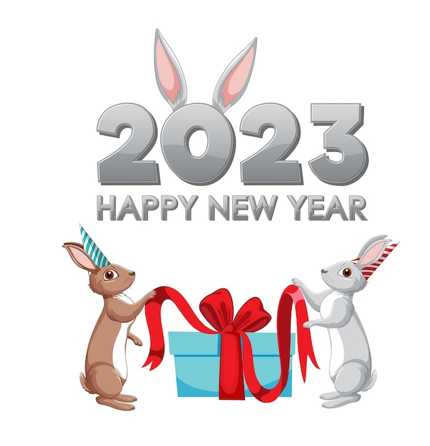 Free Vector happy new year 2023 rabbit year