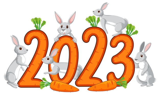 Free Vector happy new year 2023 text for banner design