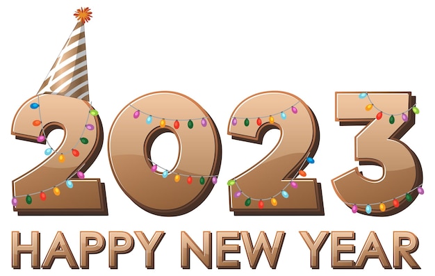 Happy New Year 2023 text for banner design