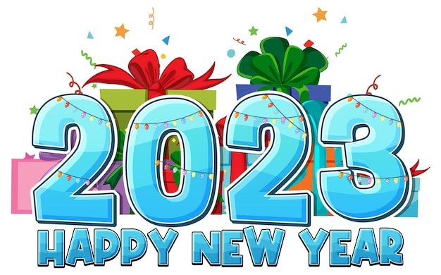 Free Vector happy new year 2023 text for banner design