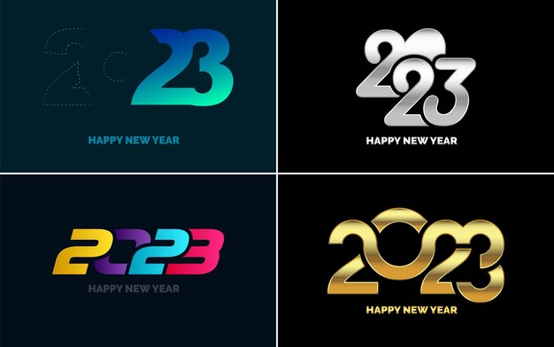 Happy New Year 2023 text design Cover of business diary for 2023 with wishes Brochure design template card banner New Year Vector illustration