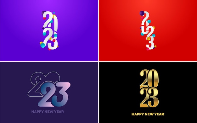 Happy New Year 2023 text design Cover of business diary for 2023 with wishes Brochure design template card banner New Year Vector illustration