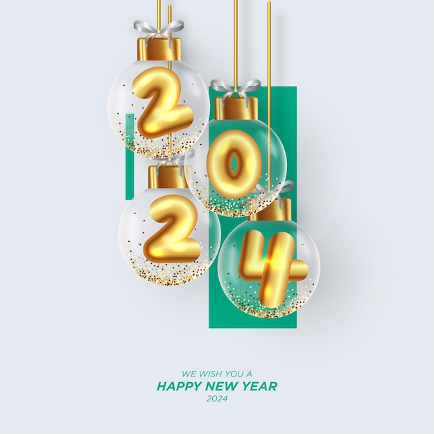 Free Vector happy new year 2024 banner with memphis shape